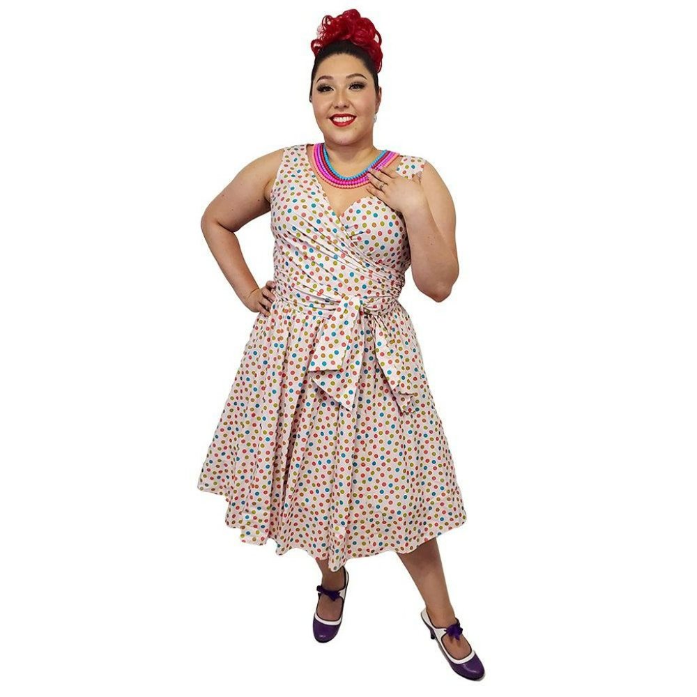 NWOT Wrap Swing Dress in Candy Polka Dots